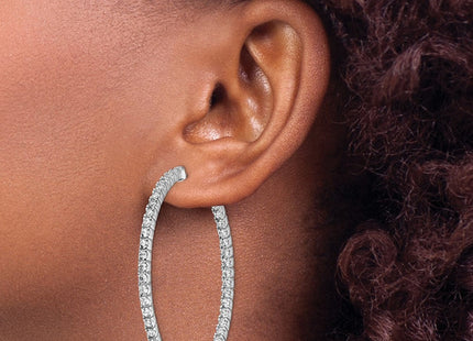 Sterling silver cubic zirconia hoop earrings, another view