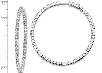 Sterling silver cubic zirconia hoop earrings, further view