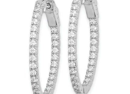 Sterling Shimmer Sterling Silver Rhodium-plated 54 Stone CZ In and Out Oval Hinged Hoop Earrings