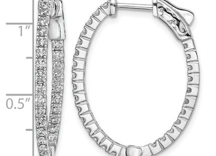 Sterling Shimmer Sterling Silver Rhodium-plated 54 Stone CZ In and Out Oval Hinged Hoop Earrings