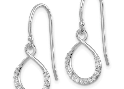 Sterling Silver Rhodium-plated with CZ Infinity Shepherd Hook Earrings (Style QE11082)