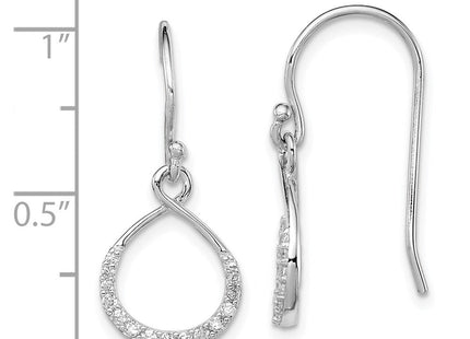 Sterling Silver Rhodium-plated with CZ Infinity Shepherd Hook Earrings (Style QE11082)