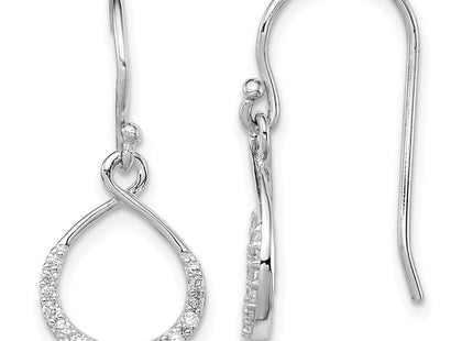 Sterling Silver Rhodium-plated with CZ Infinity Shepherd Hook Earrings (Style QE11082)
