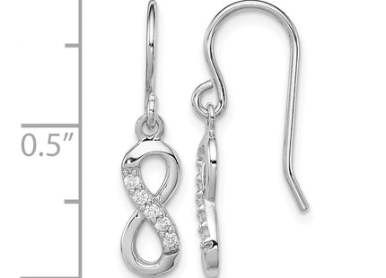 Sterling silver cubic zirconia infinity earrings, further view