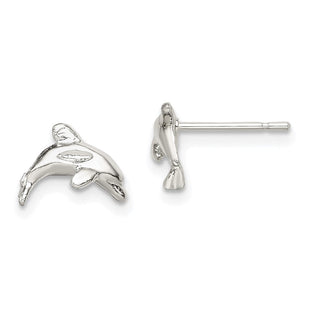 Sterling Silver Polished Dolphin Post Earrings (Style QE110)