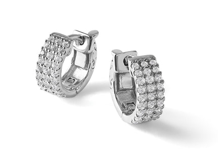 Sterling Shimmer Sterling Silver Rhodium-plated 54 Stone CZ Hinged Hoop Earrings