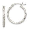 Sterling Silver Satin Diamond-cut Hoop Earrings