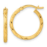 Sterling Silver Gold-tone Satin Diamond-cut Hoop Earrings