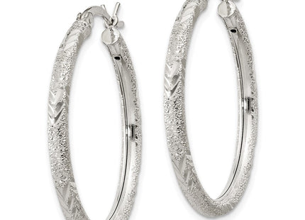 Sterling silver hoop earrings, alternate view