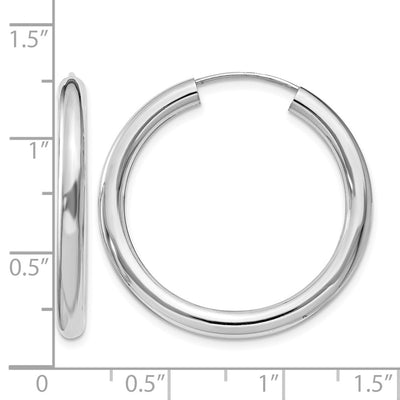 Sterling Silver Rhodium-plated Endless Tube Hoop Earrings, 30 x 3mm