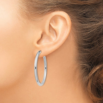 Sterling Silver Rhodium-plated Endless Tube Hoop Earrings, 40 x 3mm
