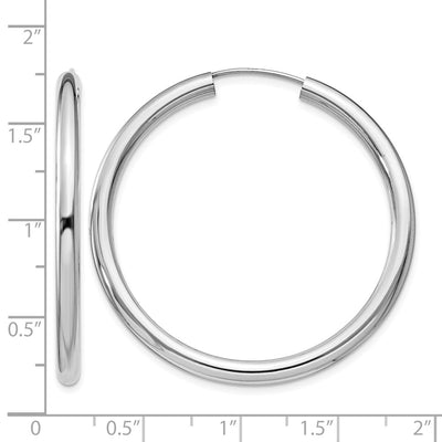 Sterling Silver Rhodium-plated Endless Tube Hoop Earrings, 40 x 3mm