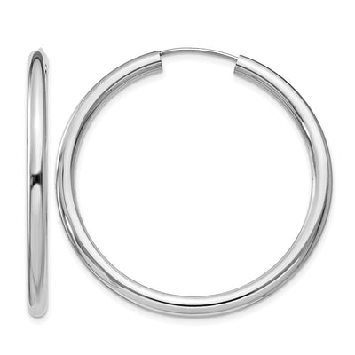 Sterling Silver Rhodium-plated Endless Tube Hoop Earrings, 40 x 3mm