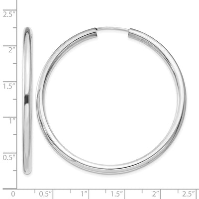 Sterling Silver Rhodium-plated Endless Tube Hoop Earrings, 50 x 3mm