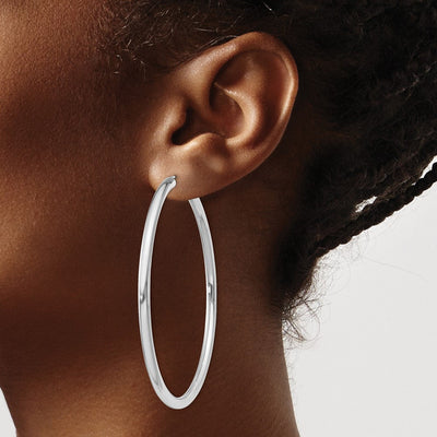 Sterling Silver Rhodium-plated Endless Tube Hoop Earrings, 60 x 3mm