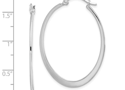 Sterling silver oval hoop earrings, further view