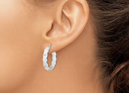 Sterling Silver RH-plated Scalloped Edge Round Hoop Earrings
