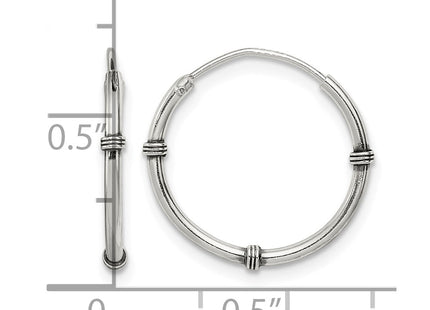 Sterling silver hoop earrings, further view