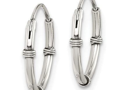Sterling Silver Polished and Antiqued Endless Hoop Earrings (Style QE11709)