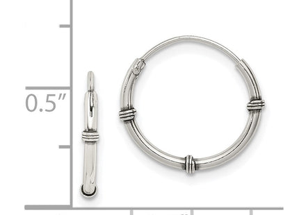 Sterling Silver Polished and Antiqued Endless Hoop Earrings (Style QE11709)
