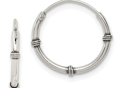 Sterling Silver Polished and Antiqued Endless Hoop Earrings (Style QE11709)