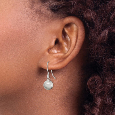 Sterling Silver Polished Laser-cut Ball Shepherd Hook Earrings