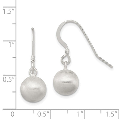 Sterling Silver Polished Laser-cut Ball Shepherd Hook Earrings