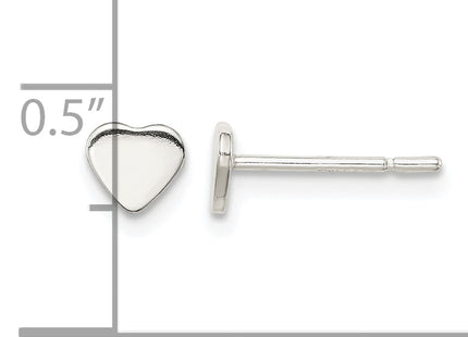 Sterling Silver Polished Heart Post Earrings, 5 x 6mm