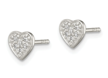 Sterling Silver CZ Heart Post Earrings