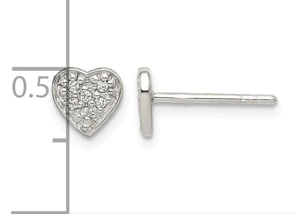 Sterling Silver CZ Heart Post Earrings