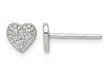 Sterling Silver CZ Heart Post Earrings