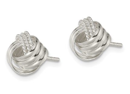 Sterling Silver Polished and Textured Knot Post Earrings (Style QE11775)