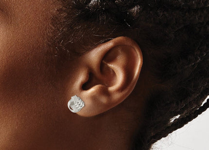 Sterling Silver Polished and Textured Knot Post Earrings (Style QE11775)