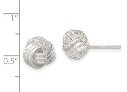 Sterling Silver Polished and Textured Knot Post Earrings (Style QE11775)