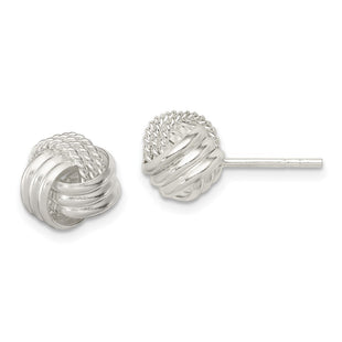 Sterling Silver Polished and Textured Knot Post Earrings (Style QE11775)