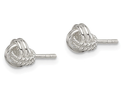 Sterling silver knot earrings, alternate view
