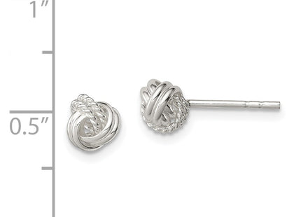 Sterling silver knot earrings, further view