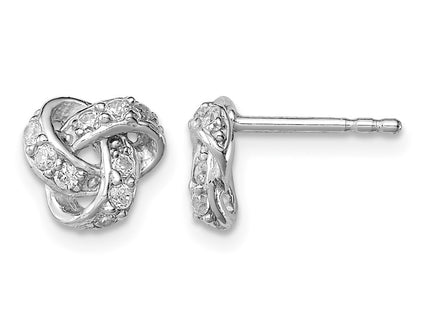 Sterling silver cubic zirconia knot earrings