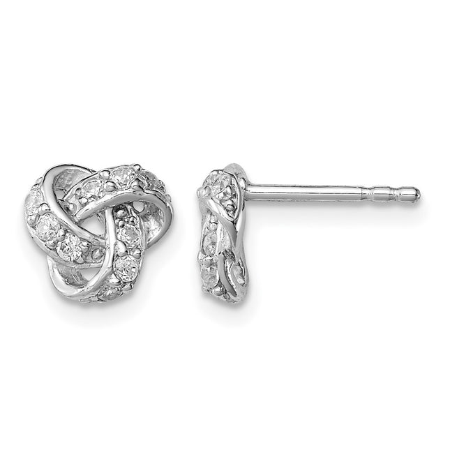 Sterling silver cubic zirconia knot earrings
