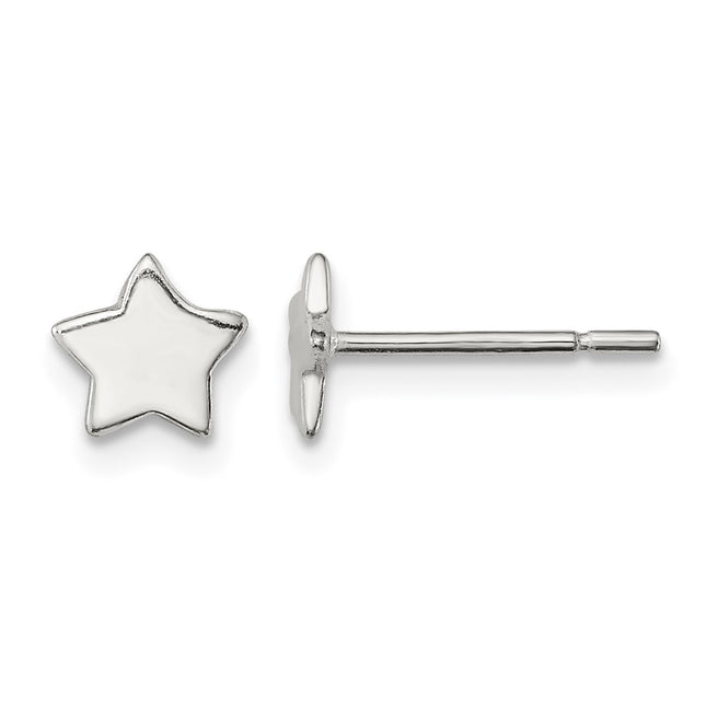 Sterling Silver Polished Star Post Earrings, 6 x 7mm