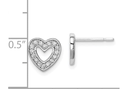 Sterling silver cubic zirconia heart earrings, further view