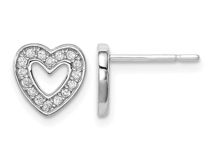 Sterling silver cubic zirconia heart earrings