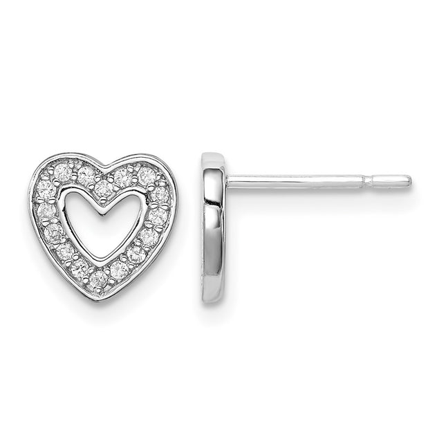 Sterling silver cubic zirconia heart earrings