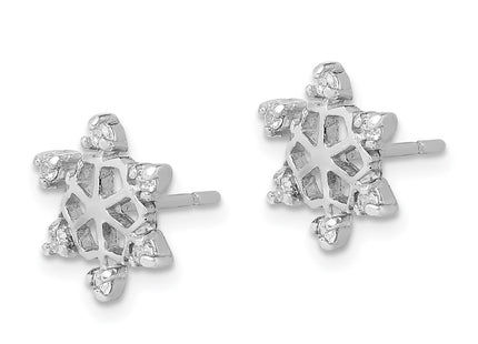 Sterling silver cubic zirconia snowflake earrings, alternate view