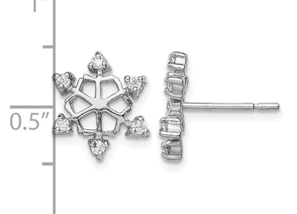 Sterling silver cubic zirconia snowflake earrings, further view