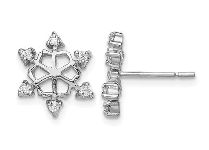 Sterling silver cubic zirconia snowflake earrings