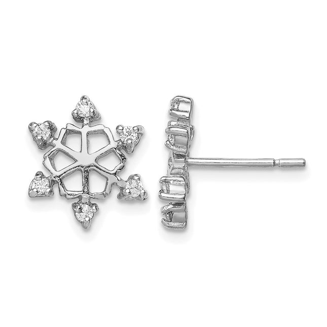 Sterling silver cubic zirconia snowflake earrings