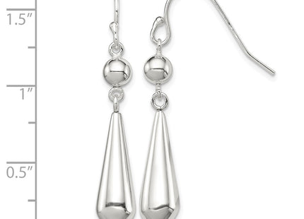 Sterling silver teardrop drop earrings, further view