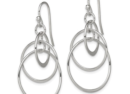 Sterling silver circle drop earrings, alternate view