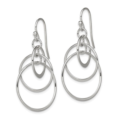 Sterling Silver Polished Intertwined Circles Dangle Earrings, 24 x 43mm
